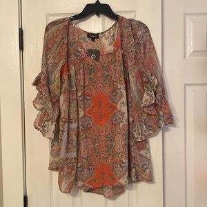 NWT women blouse top 3/4 sleeve Sz large